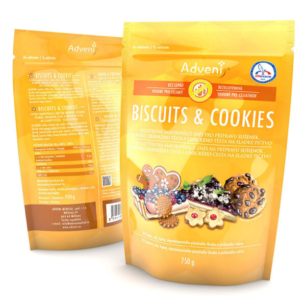 Bezlepková samokypřící směs pro přípravu sušenek, perníku, křehkého těsta a lineckého těsta BISCUITS & COOKIES 750 g